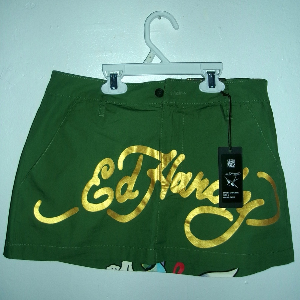 Ed Hardy Olive Green Mini Skirt